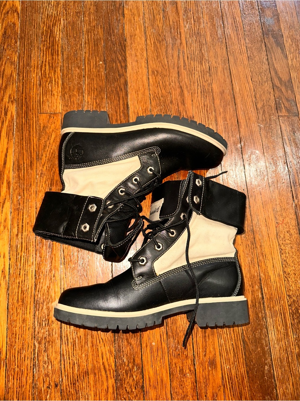 Timberland 14355 Size 7 Women's Black Leather Canvas Combat Boots